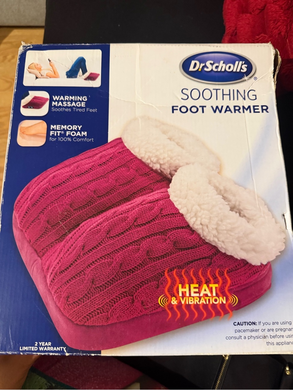 Dr. Scholl's Pink Soothing Foot Warmer with Plush Sherpa Cuff